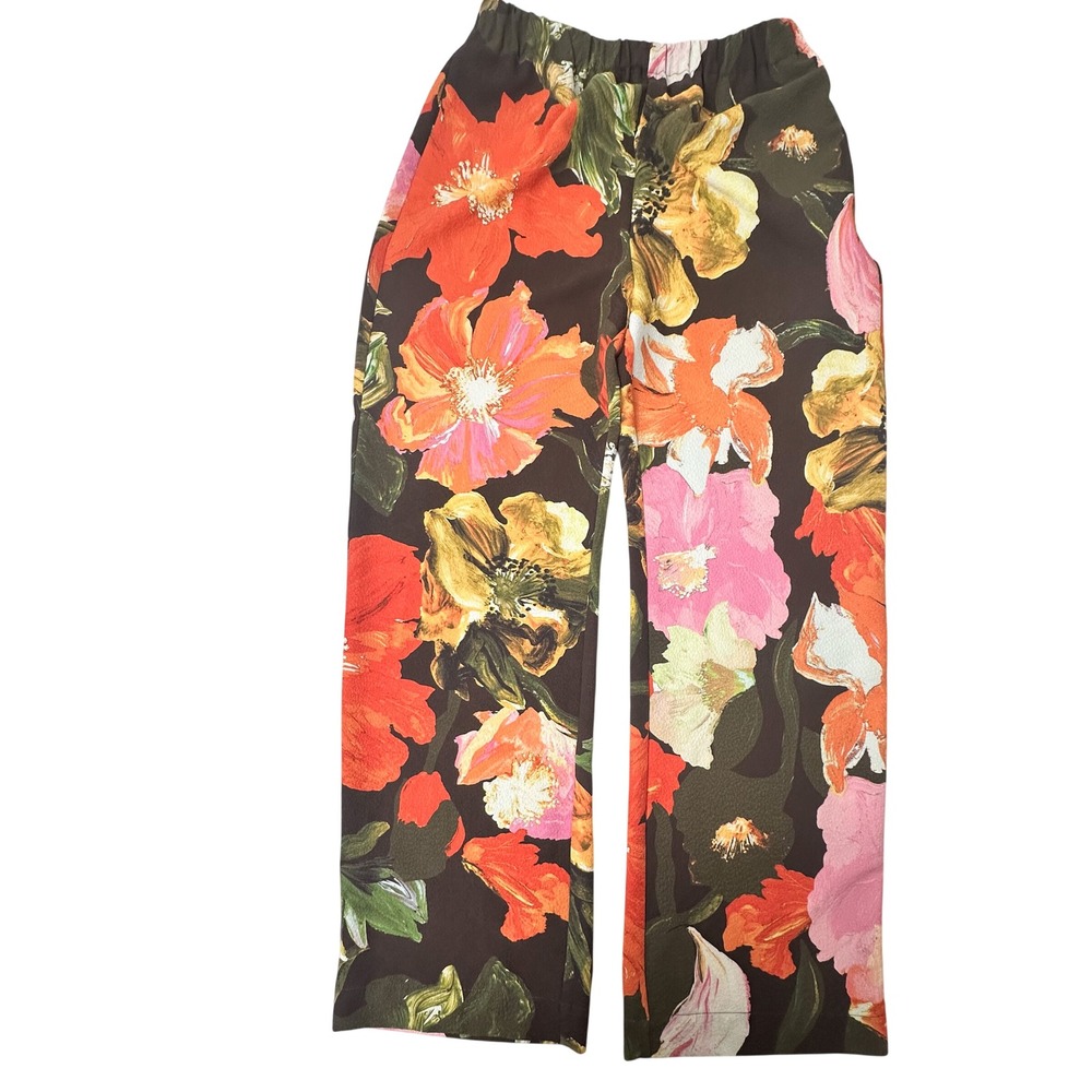 Stine Goya Floral Print Straight Leg Pants Elastic Waist Size L‎